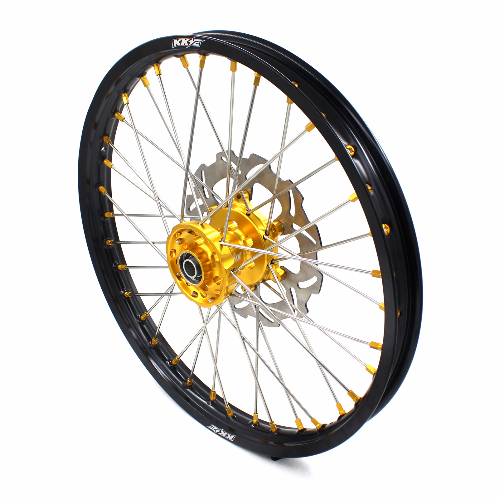 KKE 21/19 Dirtbike Motorcycle Wheels Rims Set Fit SUZUKI RM125 RM250 2001-2008 Gold Hub/Nipple