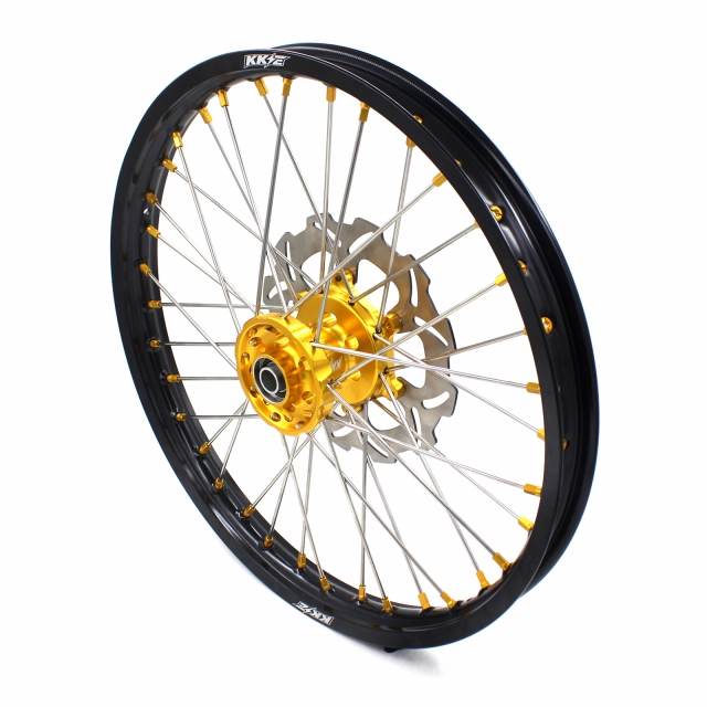 KKE 21/19 Dirtbike MX Wheels Rims Set Fit SUZUKI RM125 RM250 2001-2008 Gold Hub/Nipple