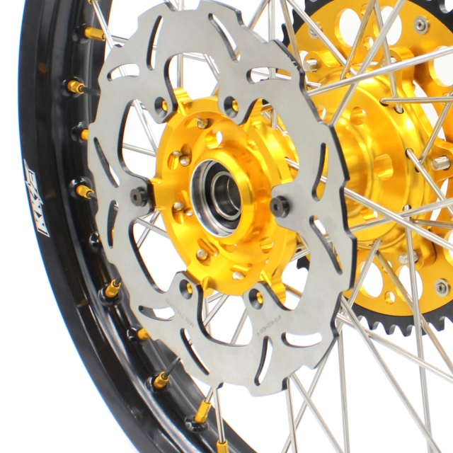 KKE 21/19 Dirtbike MX Wheels Rims Set Fit SUZUKI RM125 RM250 2001-2008 Gold Hub/Nipple