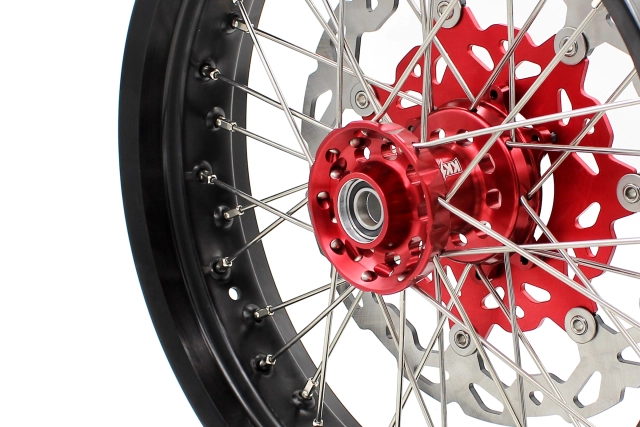 KKE 3.5/4.25*17 Supermoto Wheels Set Fit HONDA CRF250R 2004-2013 CRF450R Red Hub With Disc