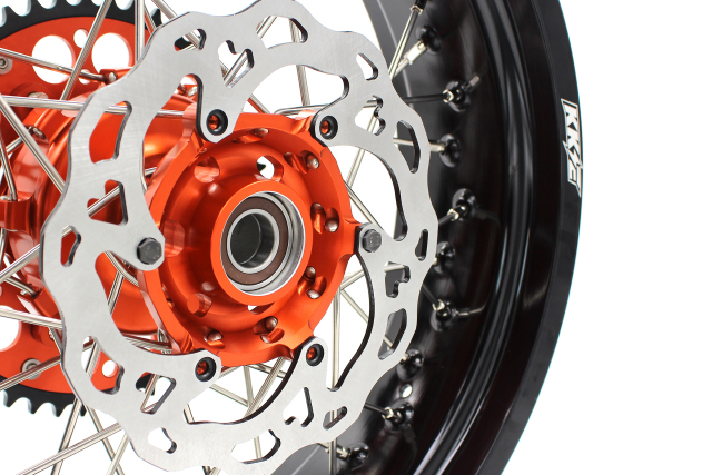 KKE 3.5/4.5 Motorcycle Supermoto Cush Drive Wheel Set Fit KTM SXF EXC 2003-2021 Orange Hub With Disc