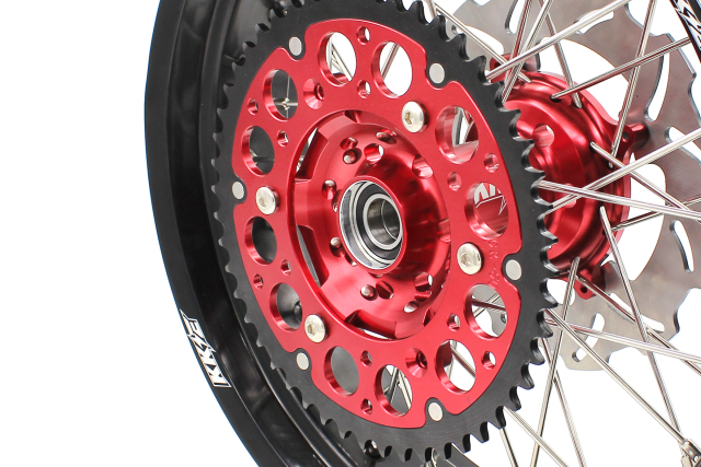 KKE 3.5/4.25*17 Supermoto Wheels Set Fit HONDA CRF250R 2004-2013 CRF450R Red Hub With Disc