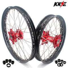 KKE 21/18 Or 21/19 Dirt Bike Racing Wheels Rims set Compatible with KTM EXC-F SXF XCF 2003-2024 Red Hub
