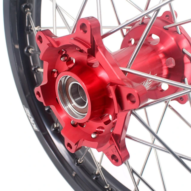 KKE 21/18 Or 21/19 Enduro Racing Wheels set Compatible with KTM EXC-F 125 2003-2022 Red Hub