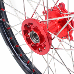 KKE 1.6*21/2.15*19 Fit HONDA CRF250R 2004-2013 CRF450R 2002-2012 Casting MX Wheels Rims Set Red Nipple