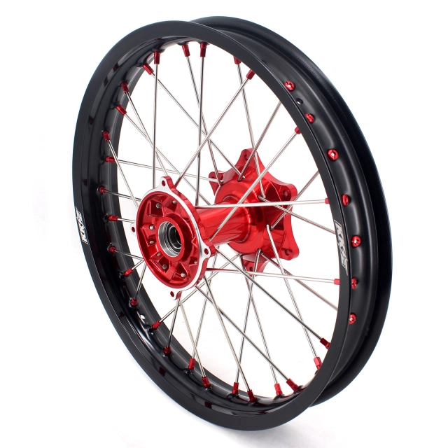 KKE 1.6*21/2.15*19 Fit HONDA CRF250R 2004-2013 CRF450R 2002-2012 Casting MX Wheels Rims Set Red Nipple