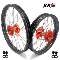 KKE 19/16 Kid's Motorcycle Wheel Rim Set Compatible with KTM85 SX 2021-2024 Orange Hub