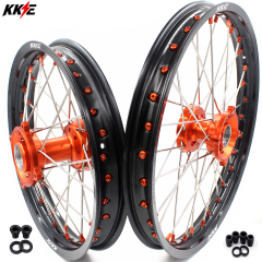 KKE 1.4*17"/1.6*14" Kid's Small Wheel Rims Compatible with KTM85 SX  2003-2020 Orange Hub/Nipples