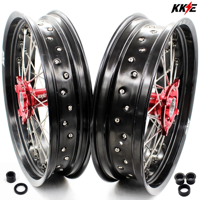 KKE 3.5/4.25*17  Supermoto Wheels Set Fit HONDA CRF250X 2004-2017 CRF450X 2005-2017 Red