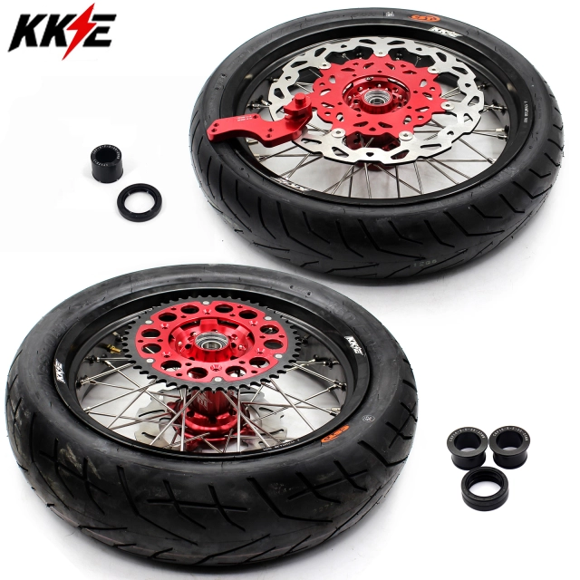 KKE 3.5/4.25*17 Supermoto Wheels Set With CST Tire Fit HONDA CRF250X 2004-2017 CRF450X 2005-2017