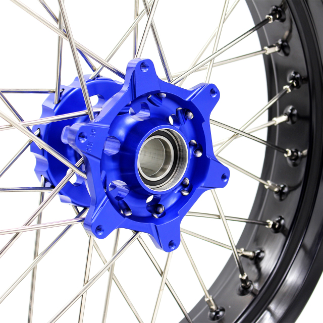 KKE 3.5*16.5"/5.0*17 Motorcycle Supermoto Wheels Compatible with KTM SXF EXC XCW 125 Blue Hub