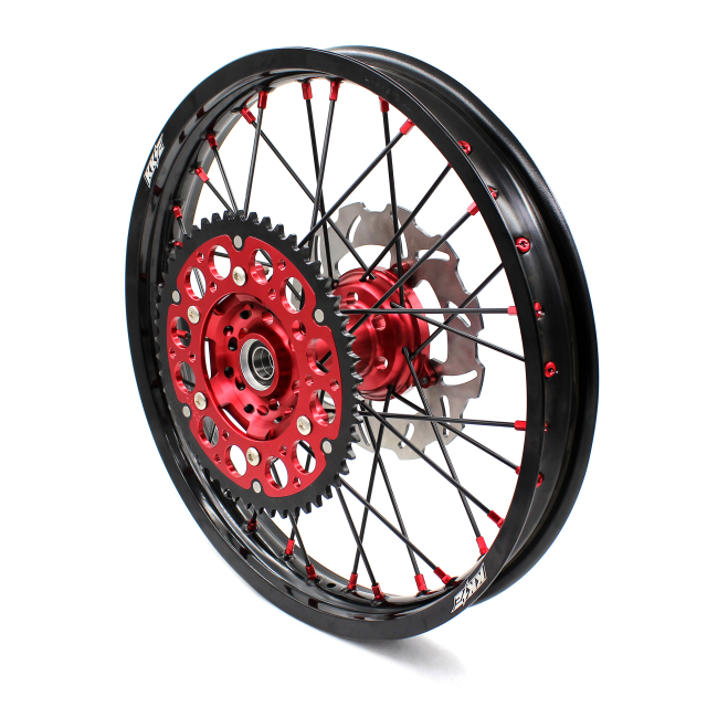 KKE 21/19 Fit HONDA CRF250R 2004-2013 CRF450R 2002-2012 MX Wheels Set Red Nipple Black Spoke