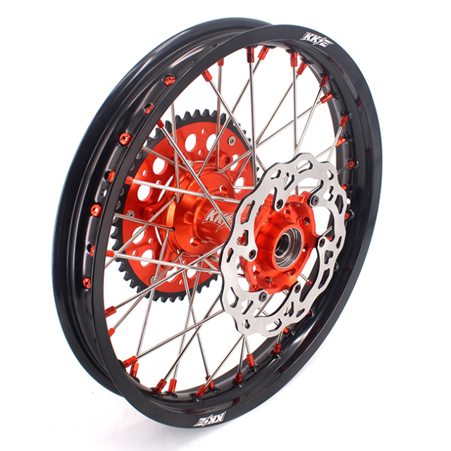 KKE 21/18 Enduro Wheels set Compatible with KTM EXC 125CC-530CC 2003-2021 Orange Nipple