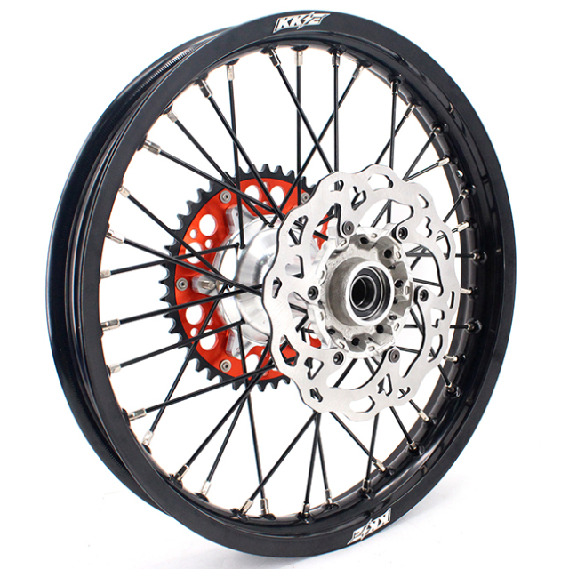 KKE 21/18 Enduro Casting Wheels Set Compatible with KTM EXC 125 530 2003-2022 Silver Hub Black Spoke