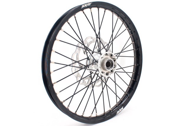 KKE 21/18 Enduro Casting Wheels Set Compatible with KTM EXC 125 530 2003-2022 Silver Hub Black Spoke