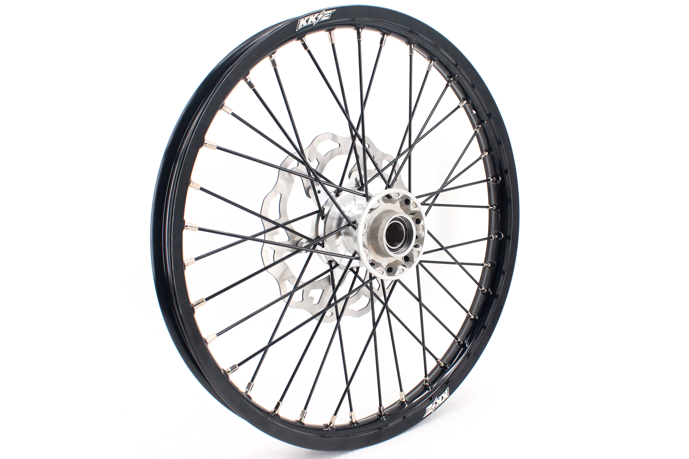KKE 21/19 MX Off-road Casting Wheels Rims set Compatible with KTM XCW XCF SXF 2003-2024 Silver Hub Black Spoke