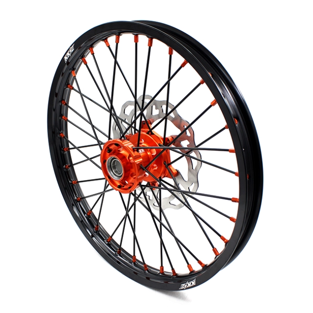 KKE 21/18 Enduro Wheels set Compatible with KTM EXC-F Orange Hub/Nipple Black Rim/Spoke 2003-2021