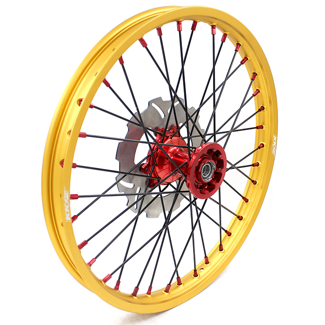 KKE 21/19 MX Casting Wheels Set Fit HONDA CRF250R 2004-2013 CRF450R  2002-2012 Gold Rims Red hub