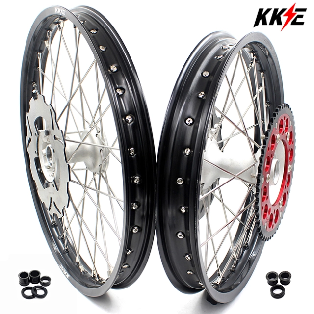 KKE 21/19 MX Wheels Rims Set Fit HONDA CRF250R 2004-2013 CRF450R  Silver Cast Hub