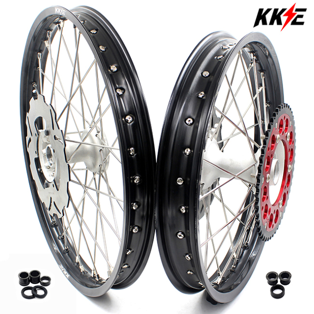 KKE 21/19 MX Wheels Set Fit HONDA CRF250R 2014-2020 CRF450R 2013-2020 Silver Casting Hub