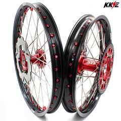 KKE 21/19 Fit HONDA CRF250R 2014-2020 CRF450R 2013-2020 MX Wheels Rims Set Red Nipple