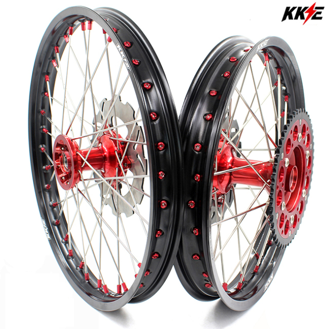 KKE 21/19 Mx Casting Motorcycle Wheels Rims For HONDA CRF250R CRF450R 2013-2020 Red Hub