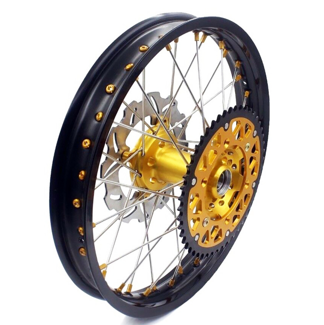 KKE 21/19 MX Off-road Wheels Rim Set Fit SUZUKI RMZ250 2007-2022 RMZ450 2005-2022 Gold Hub/Nipple