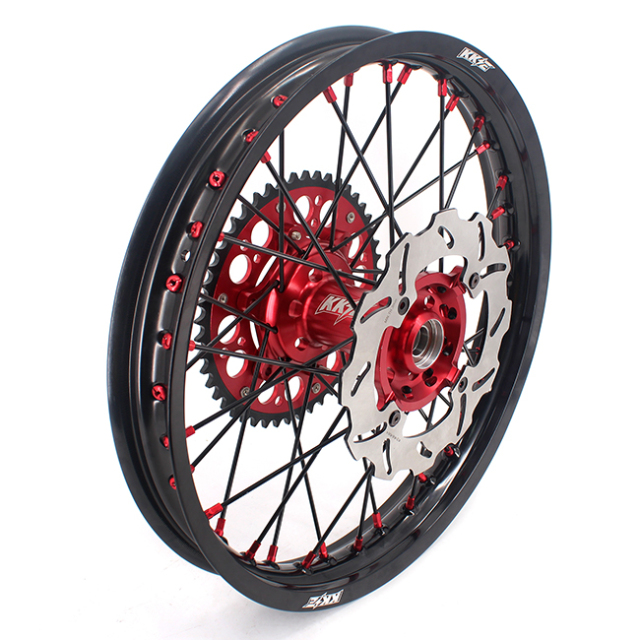 KKE 21/19 Dirtbike MX Wheels Set Fit SUZUKI RMZ250 RMZ450 Red Hub/Nipple Black Rim/Spoke