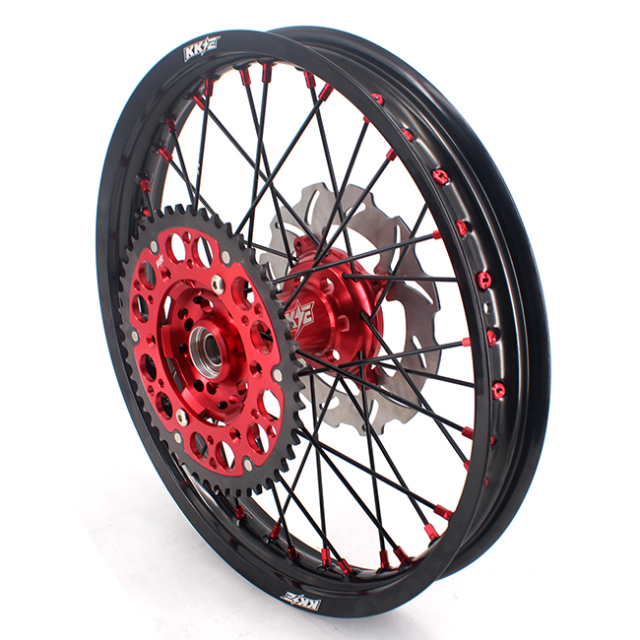 KKE 21/19 Dirtbike MX Wheels Set Fit SUZUKI RMZ250 RMZ450 Red Hub/Nipple Black Rim/Spoke