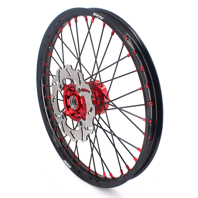 KKE 21/19 Dirtbike MX Wheels Set Fit SUZUKI RMZ250 RMZ450 Red Hub/Nipple Black Rim/Spoke