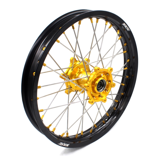 KKE 21/19 Dirtbike MX Wheels Rims Set Fit SUZUKI RM125 RM250 2001-2008 Gold Hub/Nipple