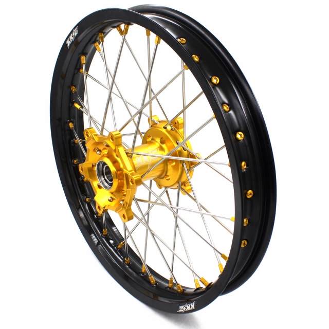 KKE 21/19 Dirtbike MX Wheels Rims Set Fit SUZUKI RM125 RM250 2001-2008 Gold Hub/Nipple