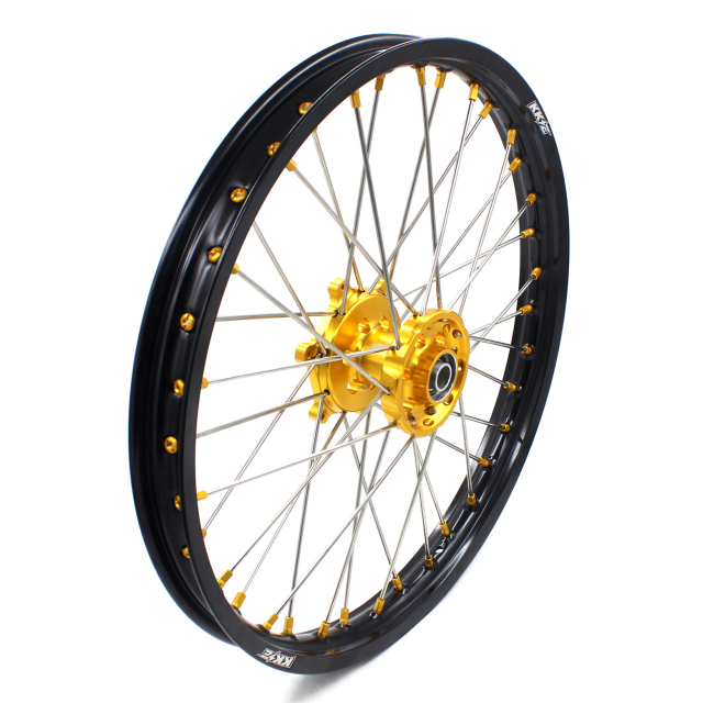 KKE 21/19 Dirtbike MX Wheels Rims Set Fit SUZUKI RM125 RM250 1996-2000 Gold Hub/Nipple