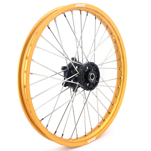 KKE 21/19 Dirtbike MX Wheels Set Fit SUZUKI RM125 RM250 1996-2000 Black Hub Gold Rim