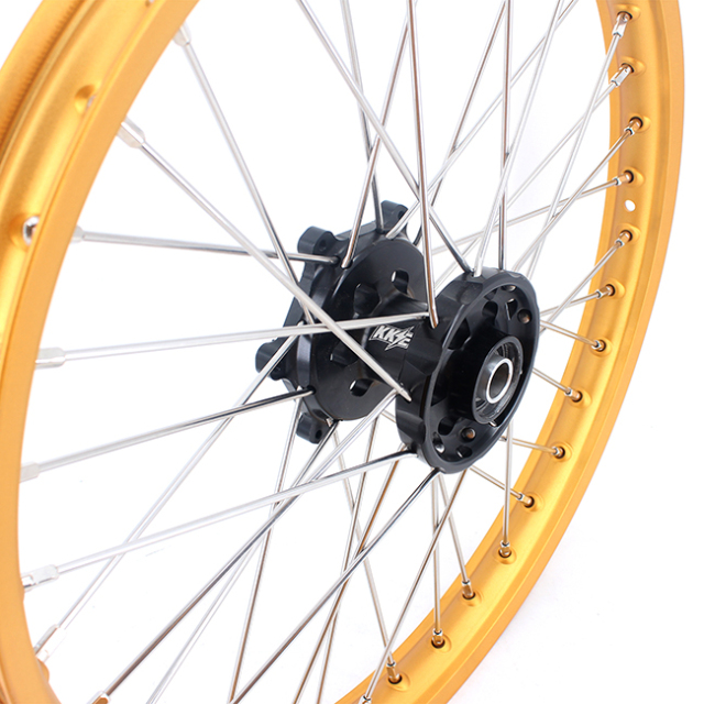 KKE 21/19 Dirtbike MX Wheels Set Fit SUZUKI RM125 RM250 1996-2000 Black Hub Gold Rim