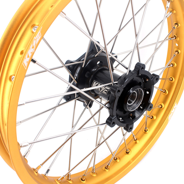 KKE 21/19 Dirtbike MX Wheels Set Fit SUZUKI RM125 RM250 1996-2000 Black Hub Gold Rim