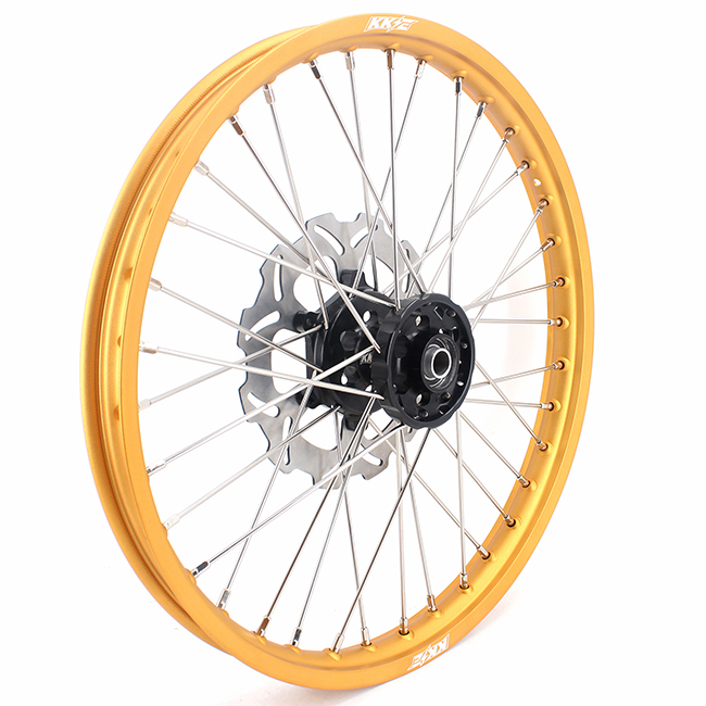 KKE 21/19 Dirtbike MX Wheels Set Fit SUZUKI RM125 RM250 1996-2000 Black Hub Gold Rim