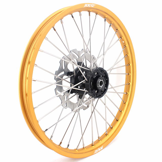 KKE 21/19 Dirtbike MX Wheels Set Fit SUZUKI RM125 RM250 1996-2000 Black Hub Gold Rim