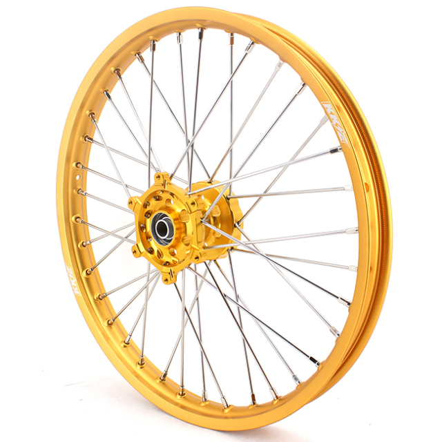 KKE 21/19 Fit SUZUKI RM125 RM250 2001-2008 Dirtbike MX Wheels Rims Set Gold Hub/Rim