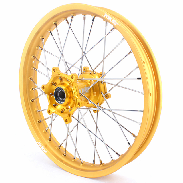 KKE 21/19 Fit SUZUKI RM125 RM250 2001-2008 Dirtbike MX Wheels Rims Set Gold Hub/Rim