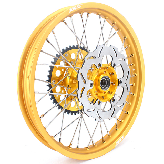 KKE 21/19 Fit SUZUKI RM125 RM250 2001-2008 Dirtbike MX Wheels Rims Set Gold Hub/Rim