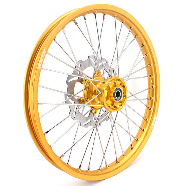 KKE 21/19 Fit SUZUKI RM125 RM250 2001-2008 Dirtbike MX Wheels Rims Set Gold Hub/Rim