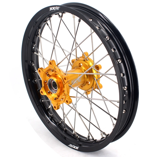 KKE 21/19 Fit SUZUKI RM125 RM250 2001-2008 Dirtbike MX Wheels Rims Set Gold Hub