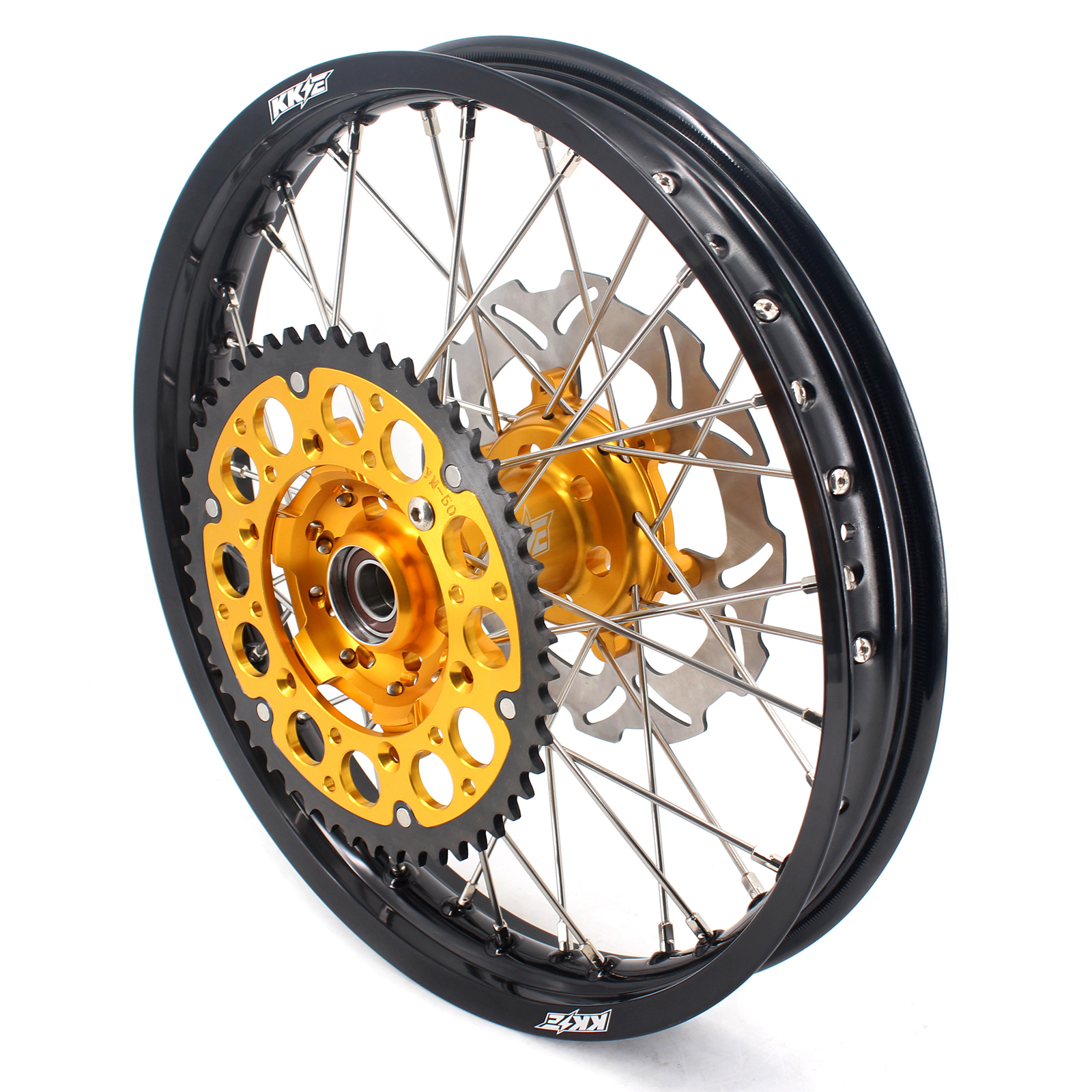 KKE 21/19 Motorcycle Wheels Rims Set Compatible with SUZUKI RM125 RM250 2001-2008 Gold Hub