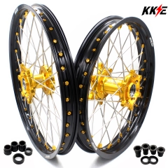 KKE 21/19 Dirtbike Motorcycle Wheels Rims Set Fit SUZUKI RM125 RM250 2001-2008 Gold Hub/Nipple