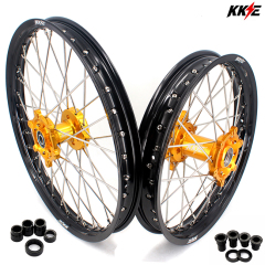 KKE 21/19 Motorcycle Wheels Rims Set Compatible with SUZUKI RM125 RM250 2001-2008 Gold Hub