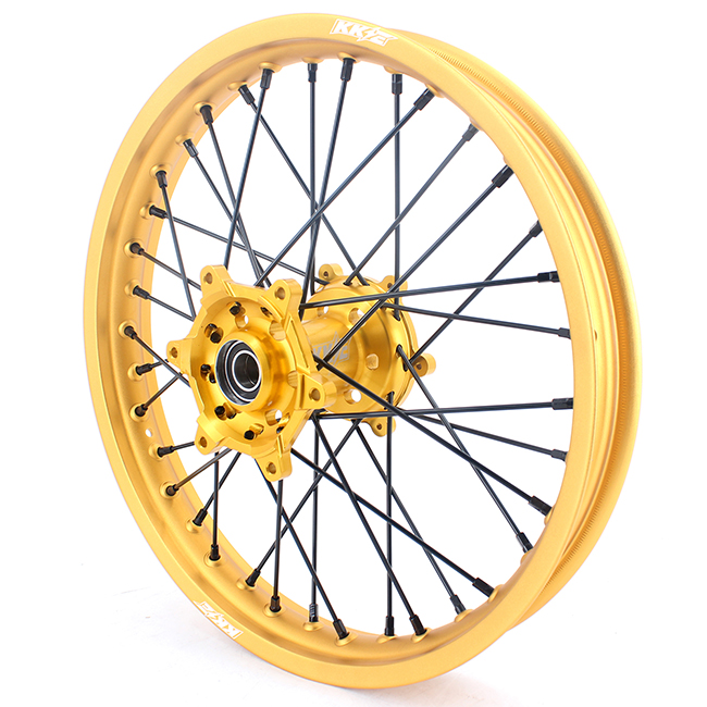 KKE 21/19 Mx Motorcycle Wheels Rims Fit SUZUKI RM125 RM250 2001-2008 Dirt Bike Gold Rim Black Spoke