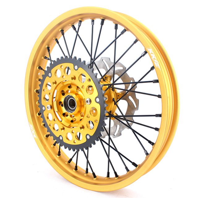 KKE 21/19 Mx Wheels Rims Set Dirt Bike Fit SUZUKI RM125 RM250 1996-2000 Gold Rim Black Spoke