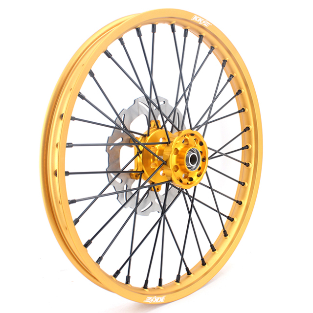 KKE 21/19 Mx Wheels Rims Set Dirt Bike Fit SUZUKI RM125 RM250 1996-2000 Gold Rim Black Spoke