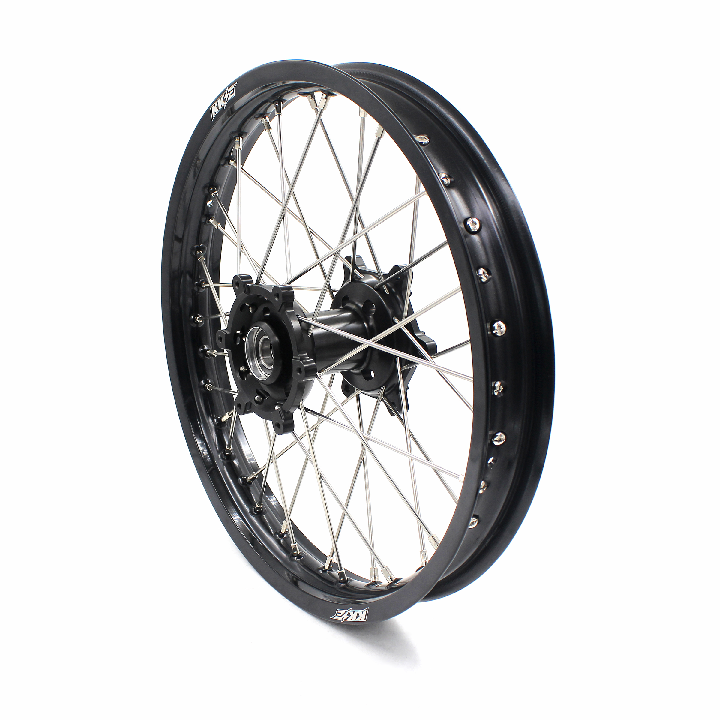 KKE 21/19 Dirt Bike Motorcycle MX Wheels Rims Set  Fit SUZUKI RM125 RM250  2001-2008 Black Hub